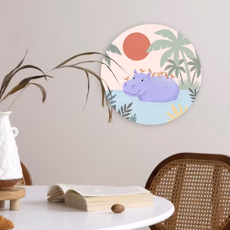 Wandcirkel - Glas - Dieren - Vogel - Water - Natuur - Illustratie — 4