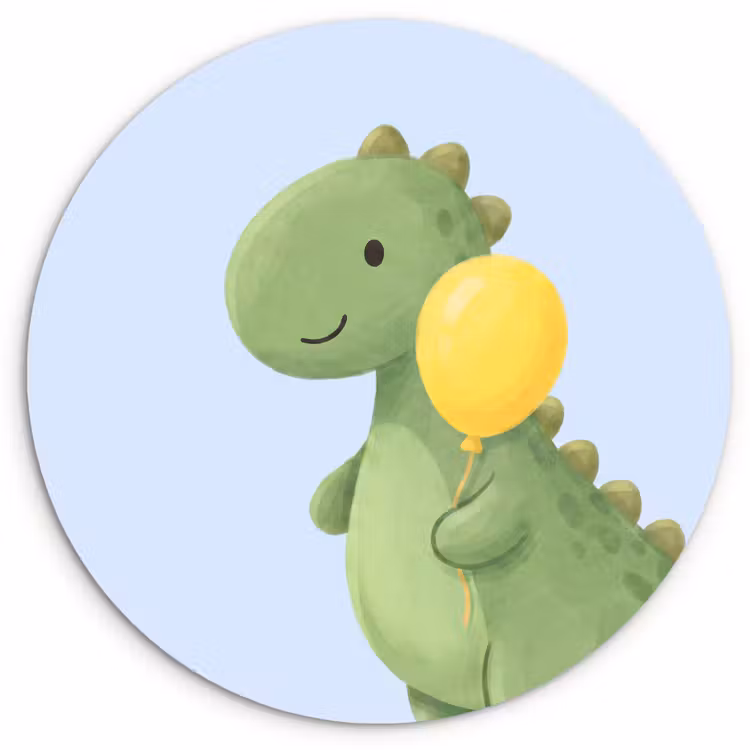 Wandcirkel - Glas - Dinosaurus - Ballon - Kinderkamer - Illustratie - Groen — 1