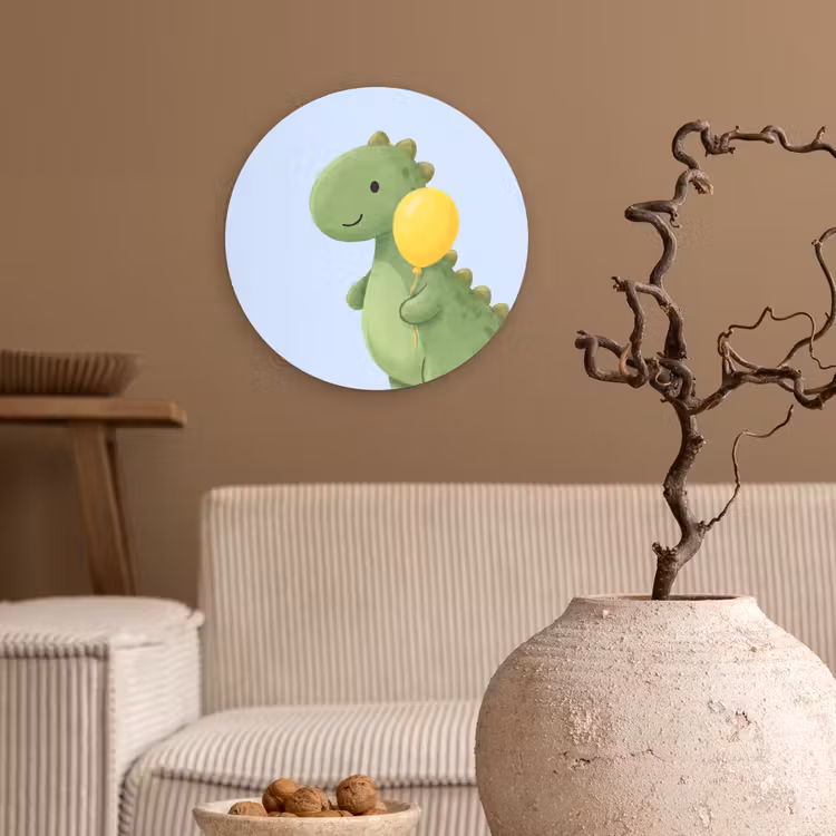 Wandcirkel - Glas - Dinosaurus - Ballon - Kinderkamer - Illustratie - Groen — 2