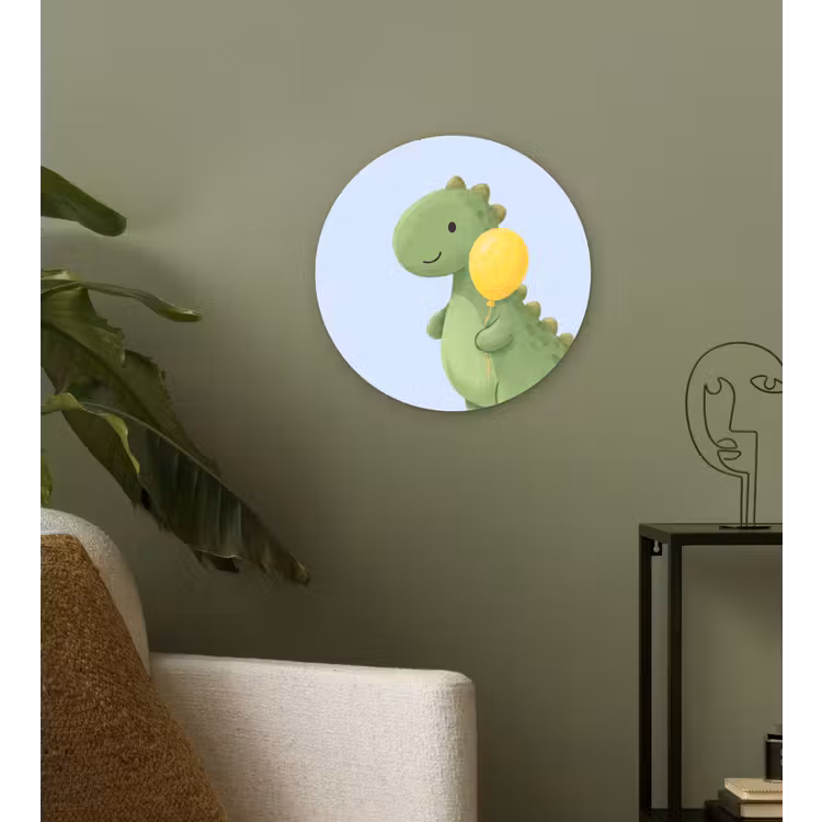 Wandcirkel - Glas - Dinosaurus - Ballon - Kinderkamer - Illustratie - Groen — 3