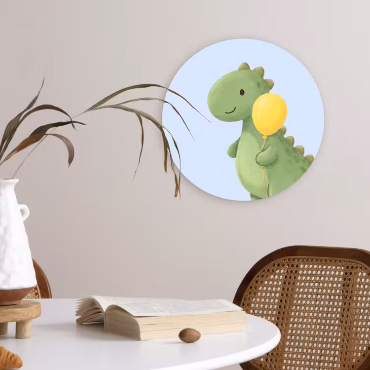 Wandcirkel - Glas - Dinosaurus - Ballon - Kinderkamer - Illustratie - Groen — 4
