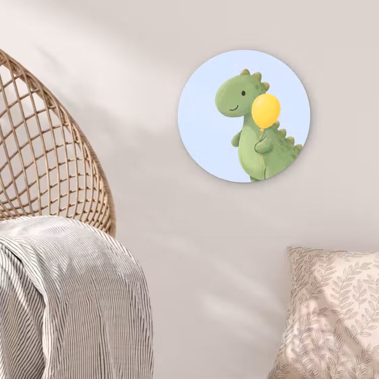 Wandcirkel - Glas - Dinosaurus - Ballon - Kinderkamer - Illustratie - Groen — 5