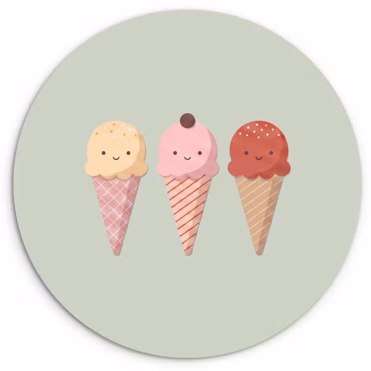 Wandcirkel - Glas - IJs - Hoorntjes - Eten - Illustratie - Vrolijk — 1