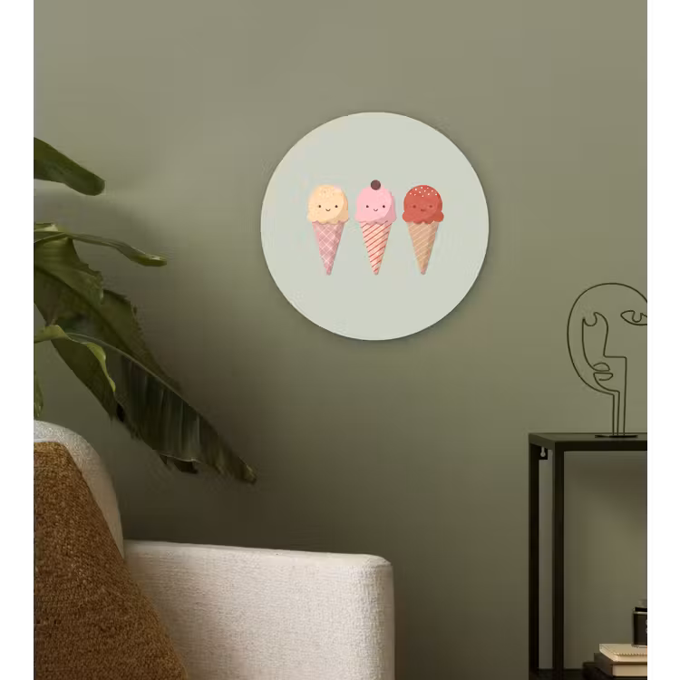 Wandcirkel - Glas - IJs - Hoorntjes - Eten - Illustratie - Vrolijk — 3