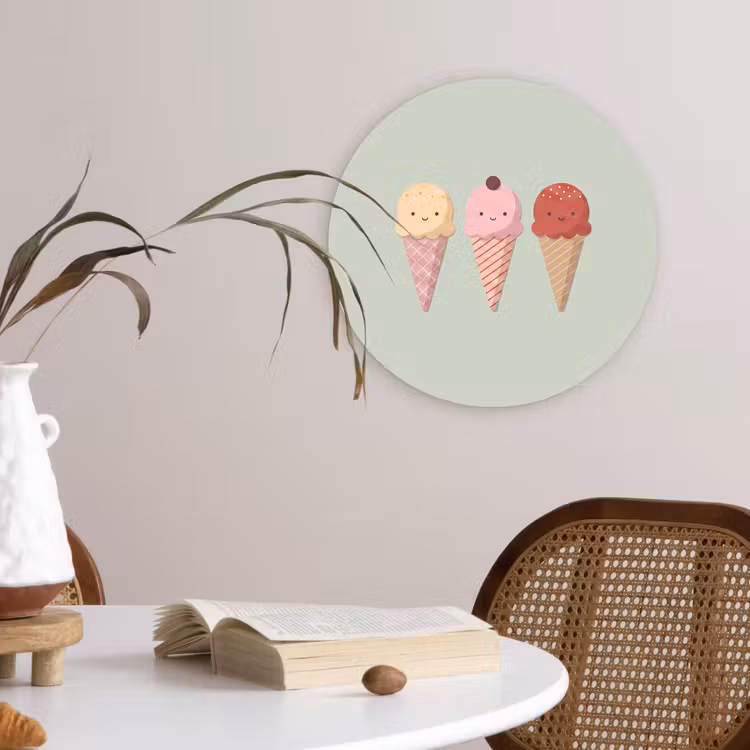 Wandcirkel - Glas - IJs - Hoorntjes - Eten - Illustratie - Vrolijk — 4