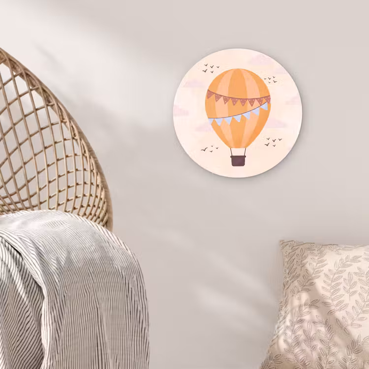 Wandcirkel - Glas - Luchtballon - Slingers - Avontuur - Illustratie - Oranje — 5