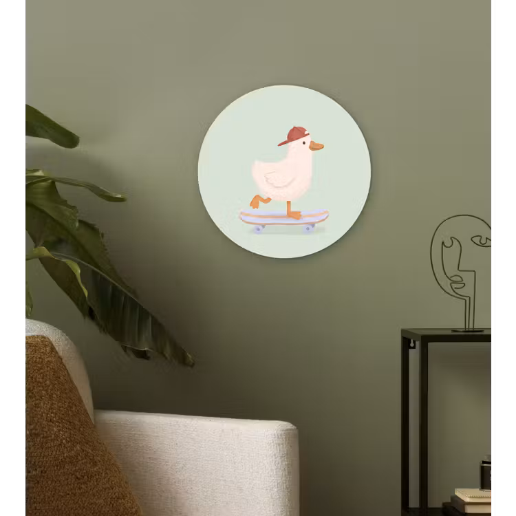 Wandcirkel - Glas - Vogel - Skateboard - Dieren - Cartoon - Speels — 3