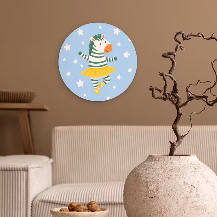 Wandcirkel - Glas - Dieren - Dans - Illustratie - Kinderkamer - Sterren — 2