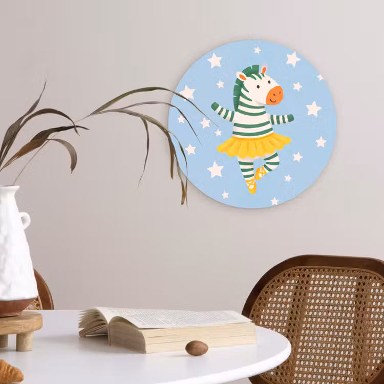 Wandcirkel - Glas - Dieren - Dans - Illustratie - Kinderkamer - Sterren — 4