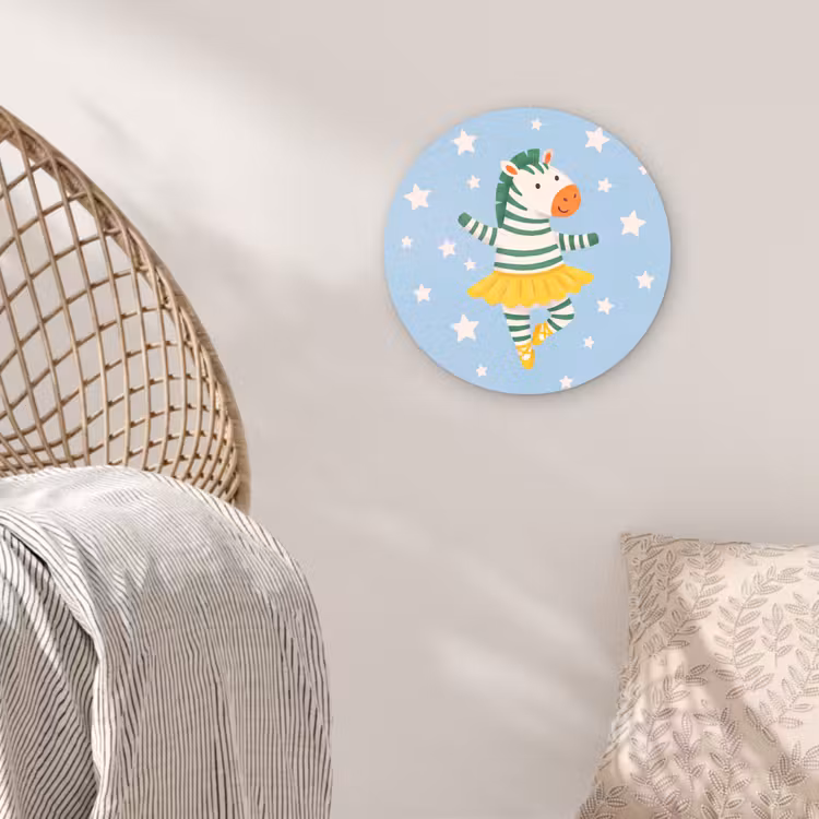 Wandcirkel - Glas - Dieren - Dans - Illustratie - Kinderkamer - Sterren — 5