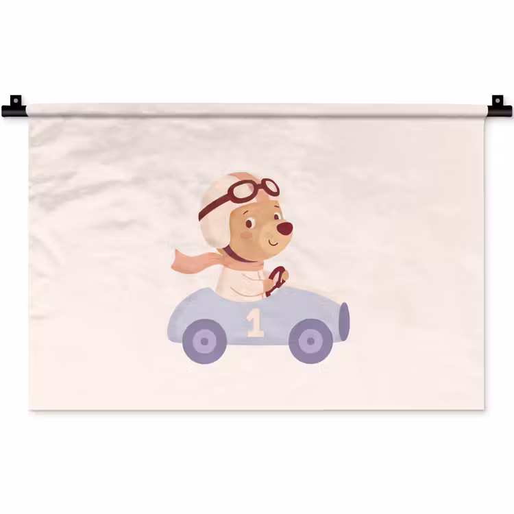 Wandkleed - Beer - Auto - Kinderkamer - Cartoon - Speels — 1