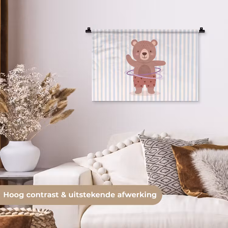 Wandkleed - Beer - Hoepel - Kinderkamer - Illustratie - Bruin — 4