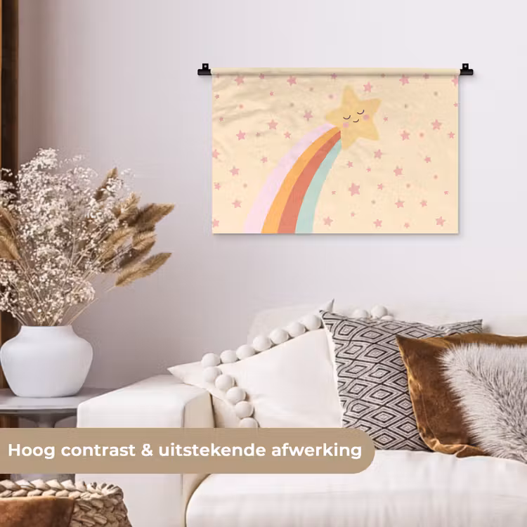 Wandkleed - Ster - Regenboog - Nacht - Illustratie - Pastel — 4