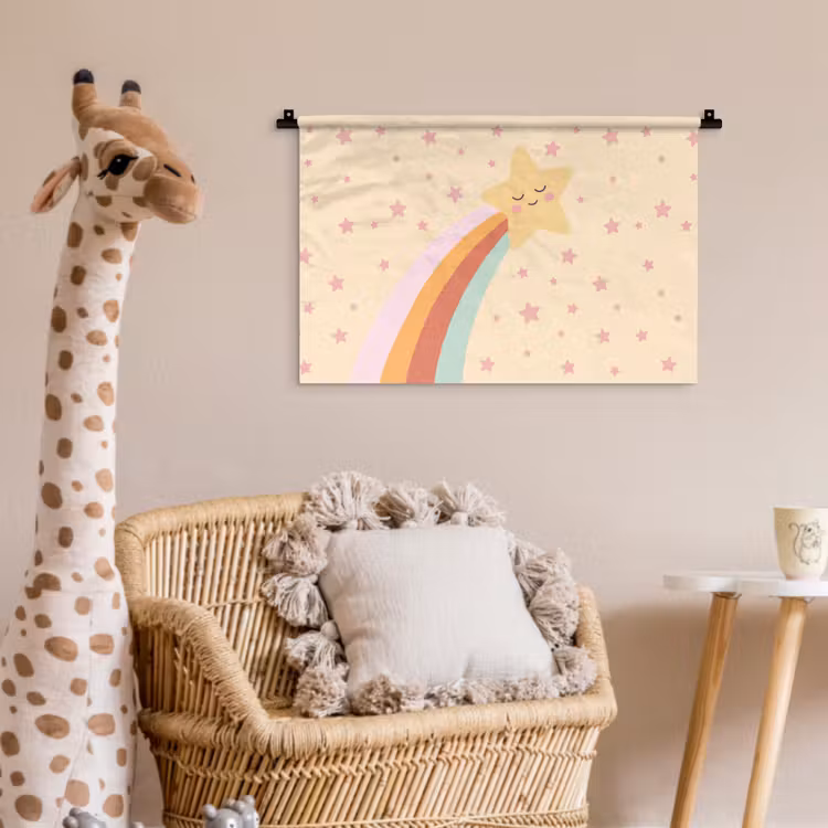 Wandkleed - Ster - Regenboog - Nacht - Illustratie - Pastel — 5