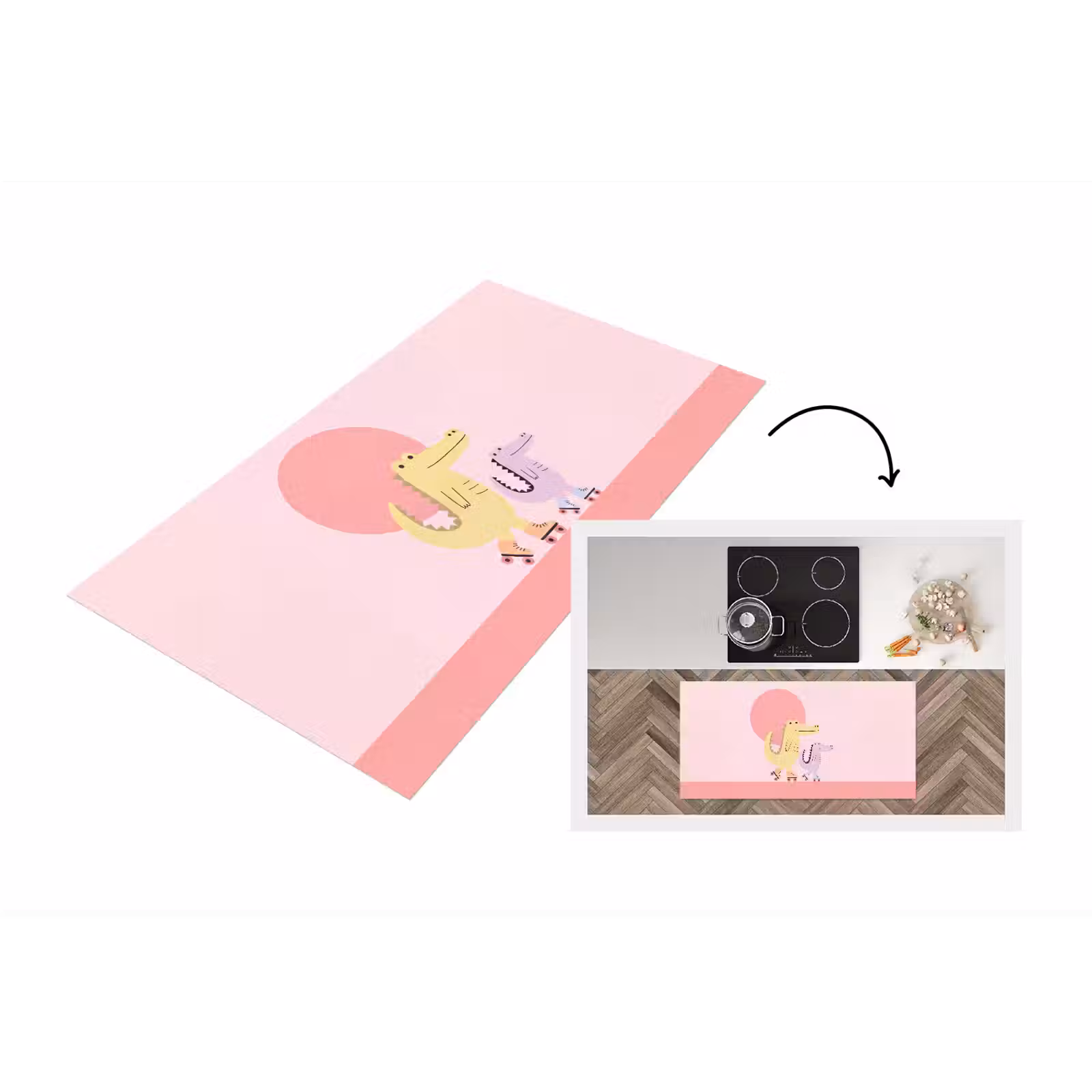 Keukenloper - Dieren - Skaten - Illustratie - Speels - Roze — 1