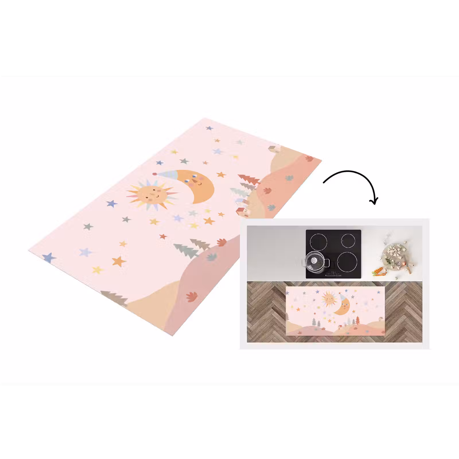 Keukenloper - Zon - Maan - Sterren - Kinderkamer - Pastel — 1