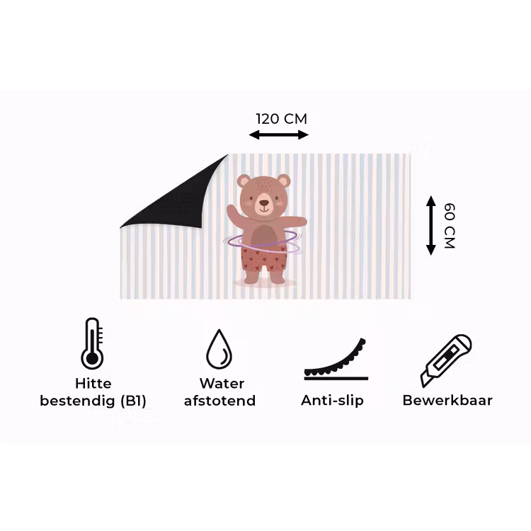 Keukenloper - Beer - Hoepel - Kinderkamer - Illustratie - Bruin — 5