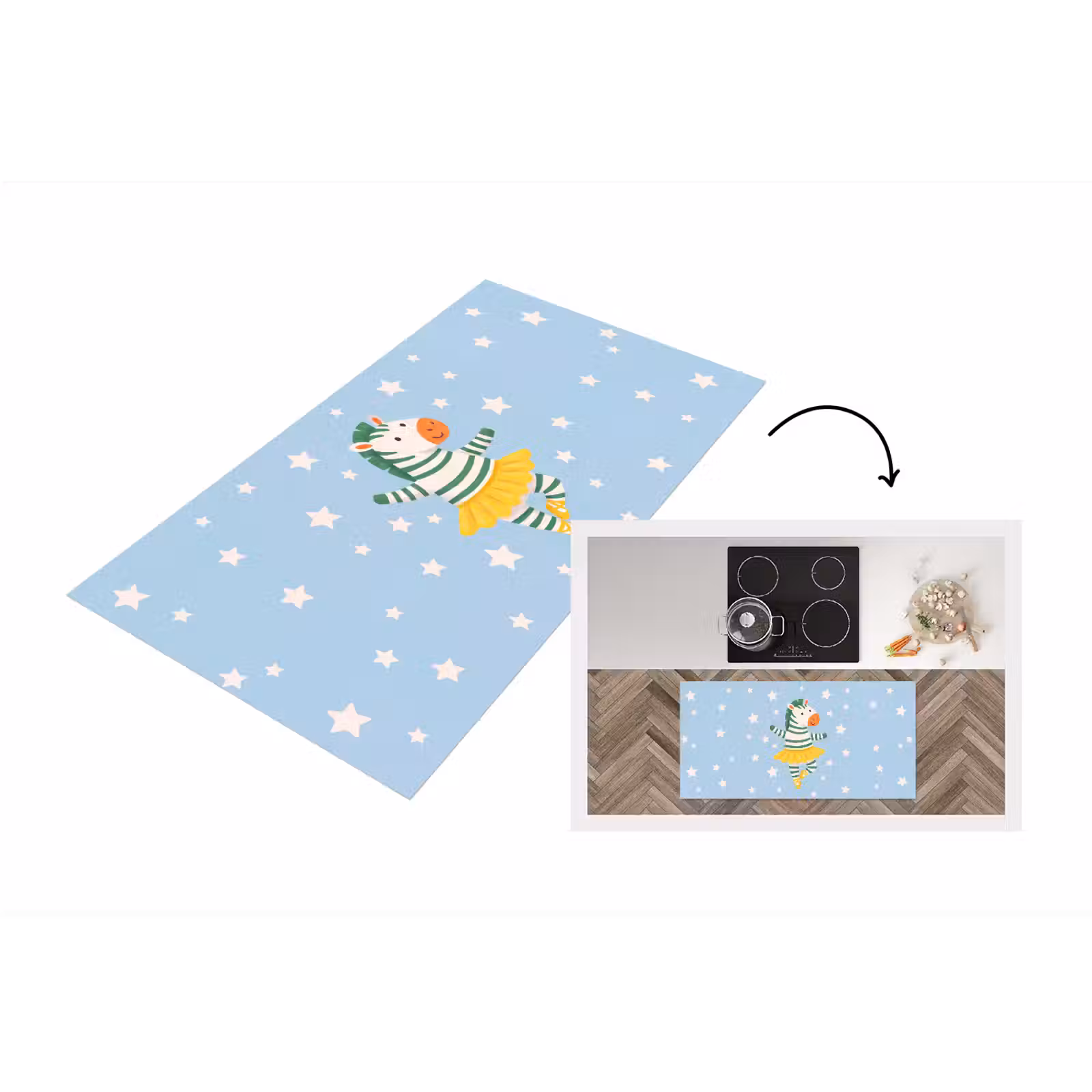 Keukenloper - Dieren - Dans - Illustratie - Kinderkamer - Sterren — 1