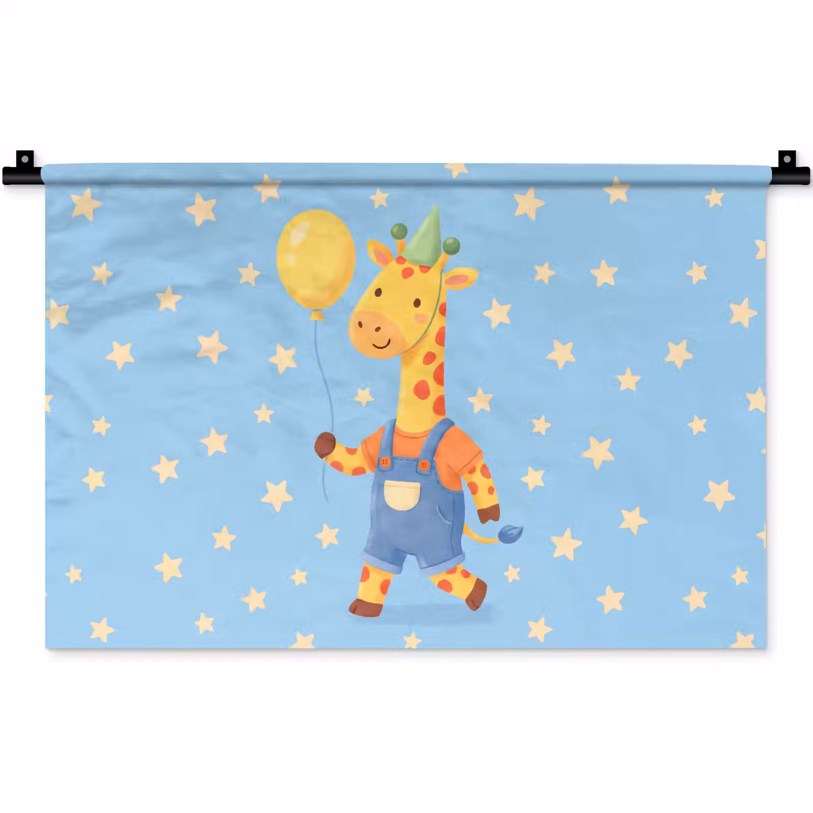 Wandkleed - Dieren - Giraffe - Ballon - Feest - Kinderkamer — 1
