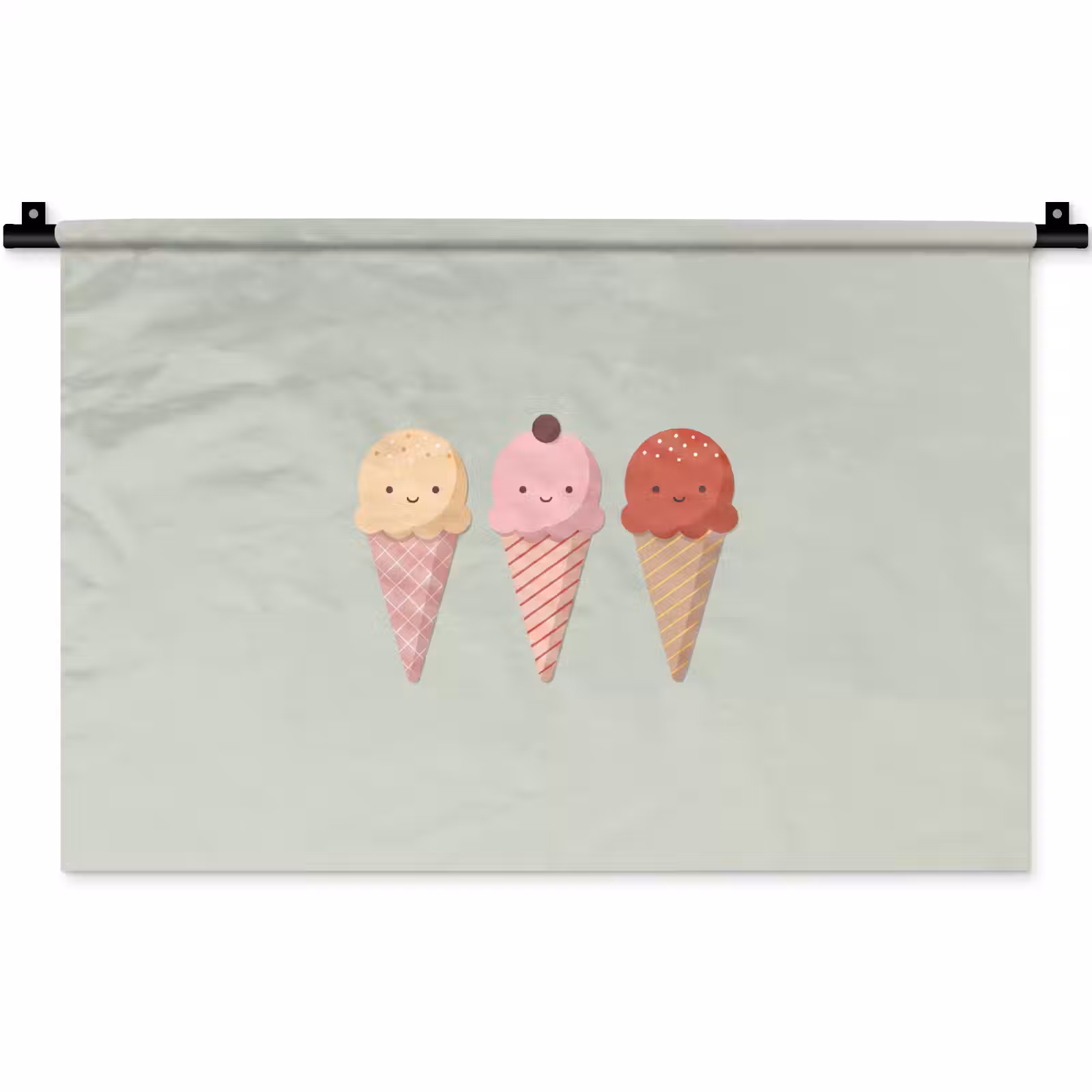 Wandkleed - IJs - Hoorntjes - Eten - Illustratie - Vrolijk — 1