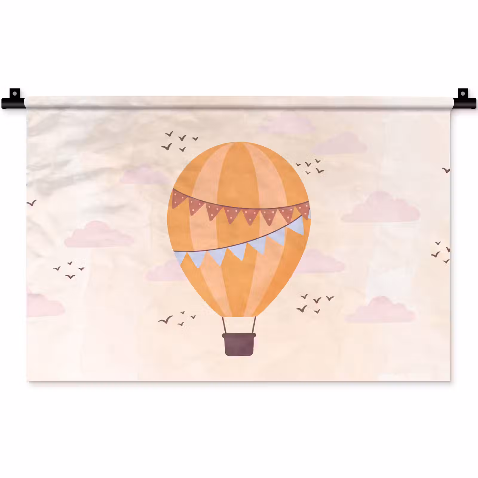 Wandkleed - Luchtballon - Slingers - Avontuur - Illustratie - Oranje — 1