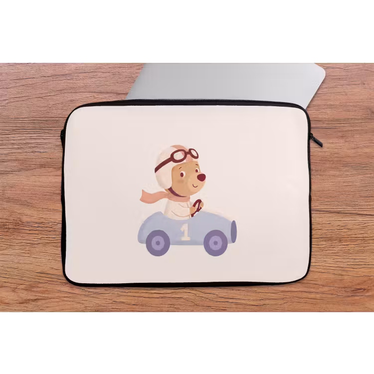 Laptophoes - Beer - Auto - Kinderkamer - Cartoon - Speels — 2