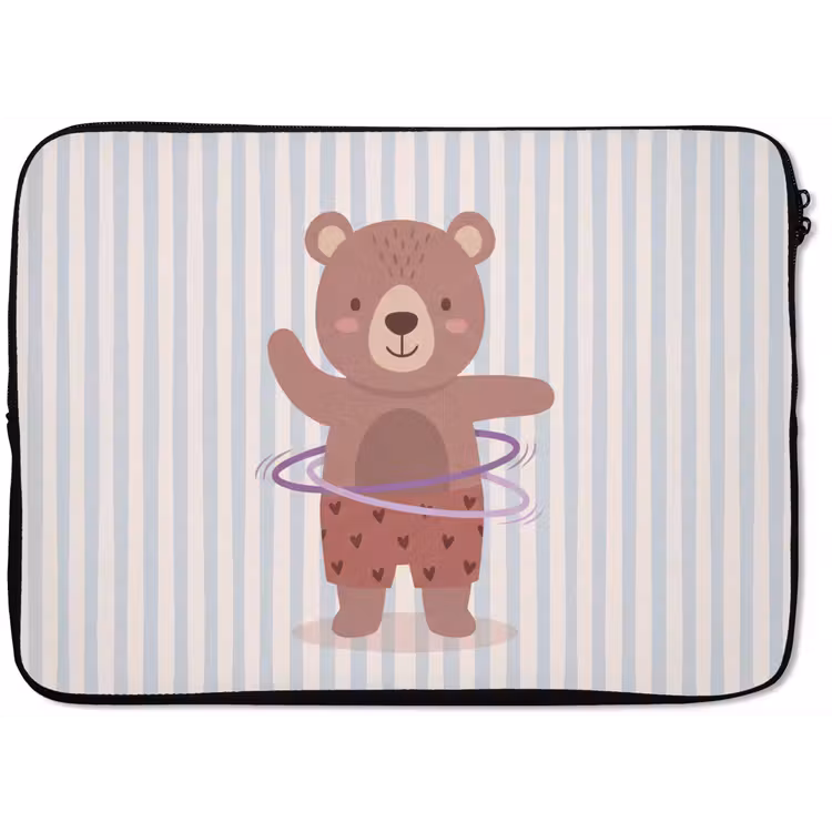Laptophoes - Beer - Hoepel - Kinderkamer - Illustratie - Bruin — 1