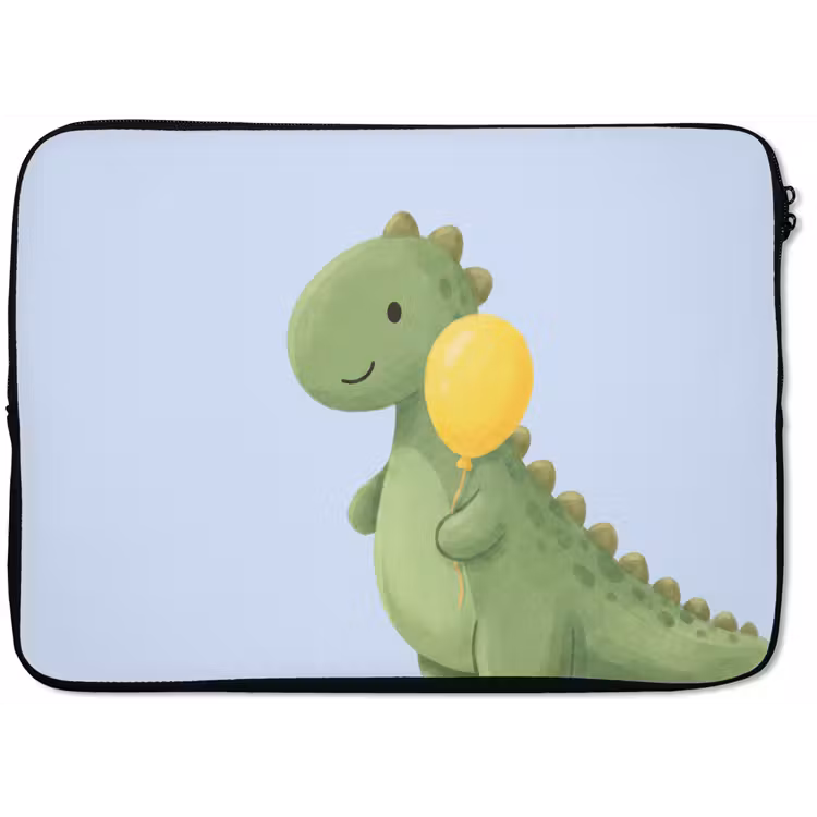 Laptophoes - Dinosaurus - Ballon - Kinderkamer - Illustratie - Groen — 1