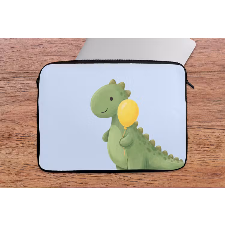 Laptophoes - Dinosaurus - Ballon - Kinderkamer - Illustratie - Groen — 2