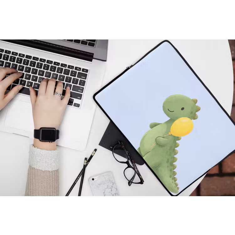 Laptophoes - Dinosaurus - Ballon - Kinderkamer - Illustratie - Groen — 3