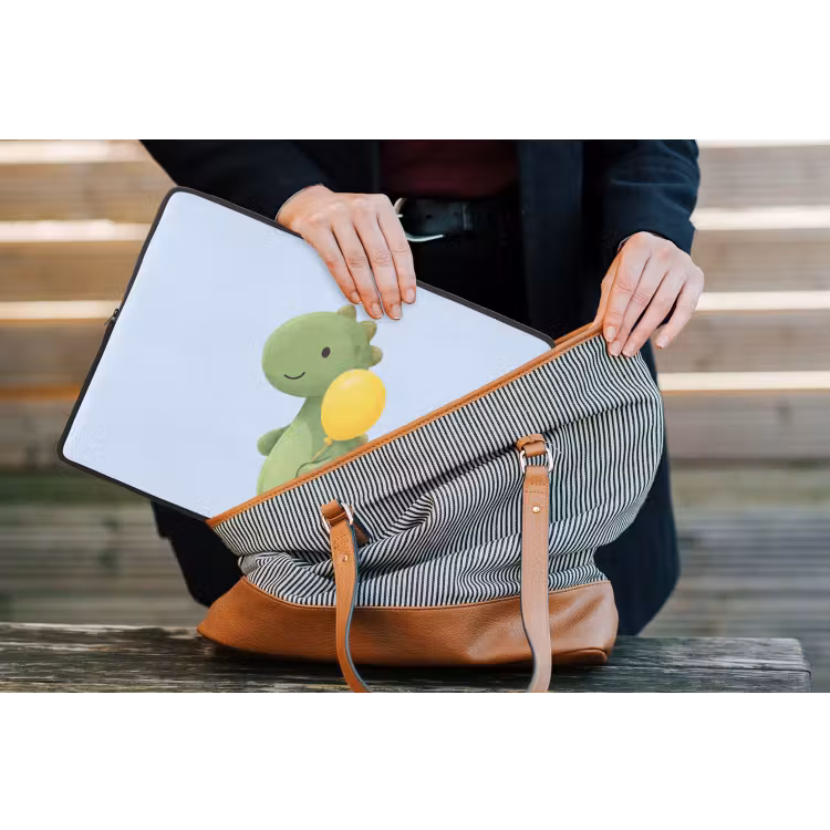 Laptophoes - Dinosaurus - Ballon - Kinderkamer - Illustratie - Groen — 4