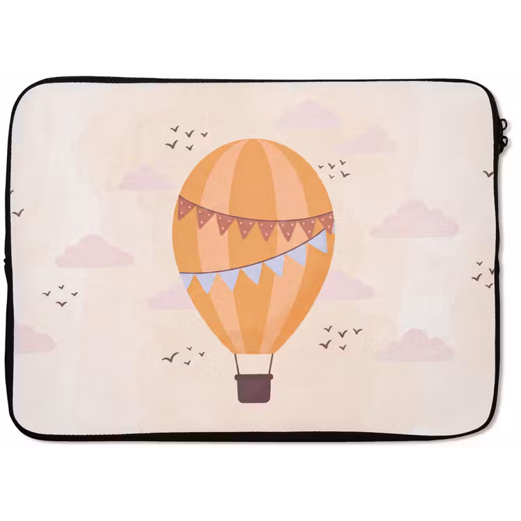 Laptophoes - Luchtballon - Slingers - Avontuur - Illustratie - Oranje — 1