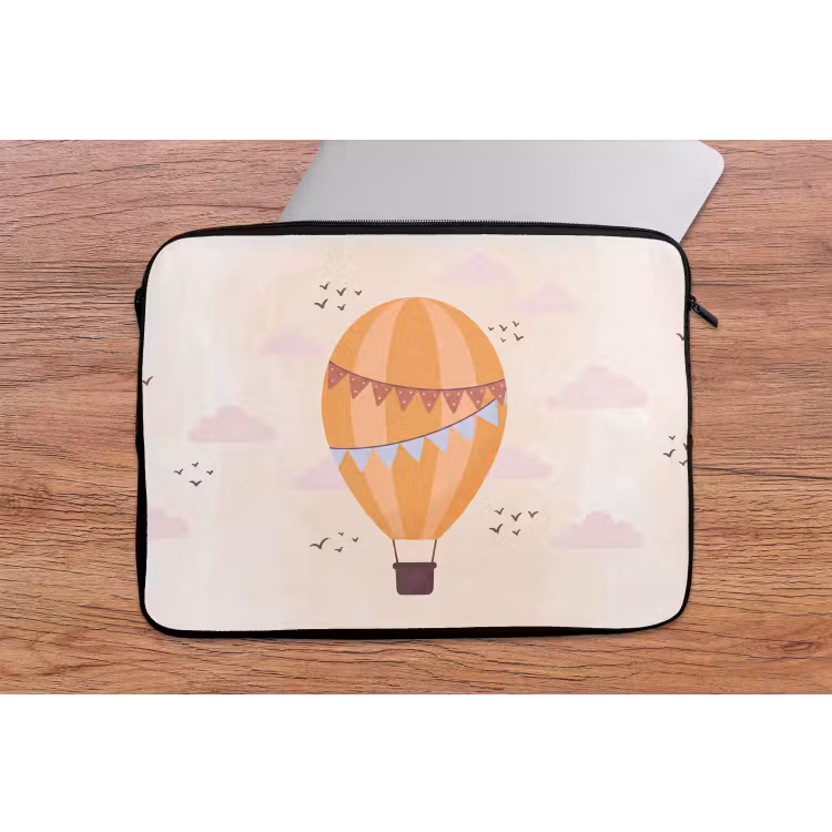 Laptophoes - Luchtballon - Slingers - Avontuur - Illustratie - Oranje — 2