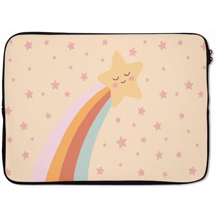 Laptophoes - Ster - Regenboog - Nacht - Illustratie - Pastel — 1