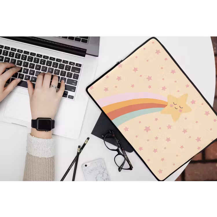 Laptophoes - Ster - Regenboog - Nacht - Illustratie - Pastel — 3