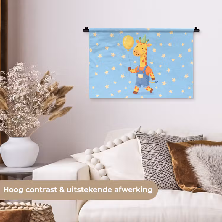 Wandkleed - Dieren - Giraffe - Ballon - Feest - Kinderkamer — 4