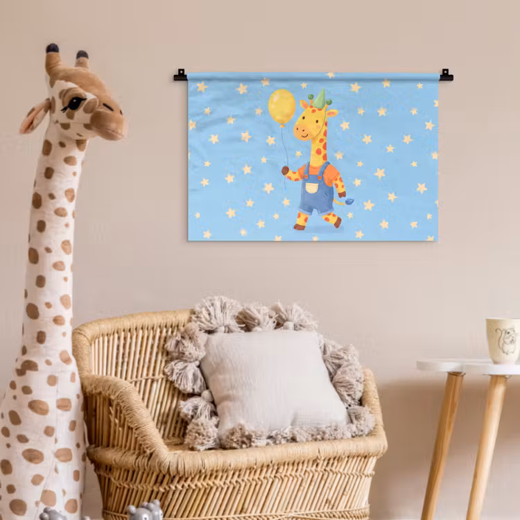 Wandkleed - Dieren - Giraffe - Ballon - Feest - Kinderkamer — 5