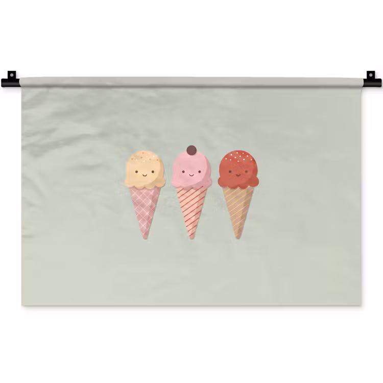 Wandkleed - IJs - Hoorntjes - Eten - Illustratie - Vrolijk — 1