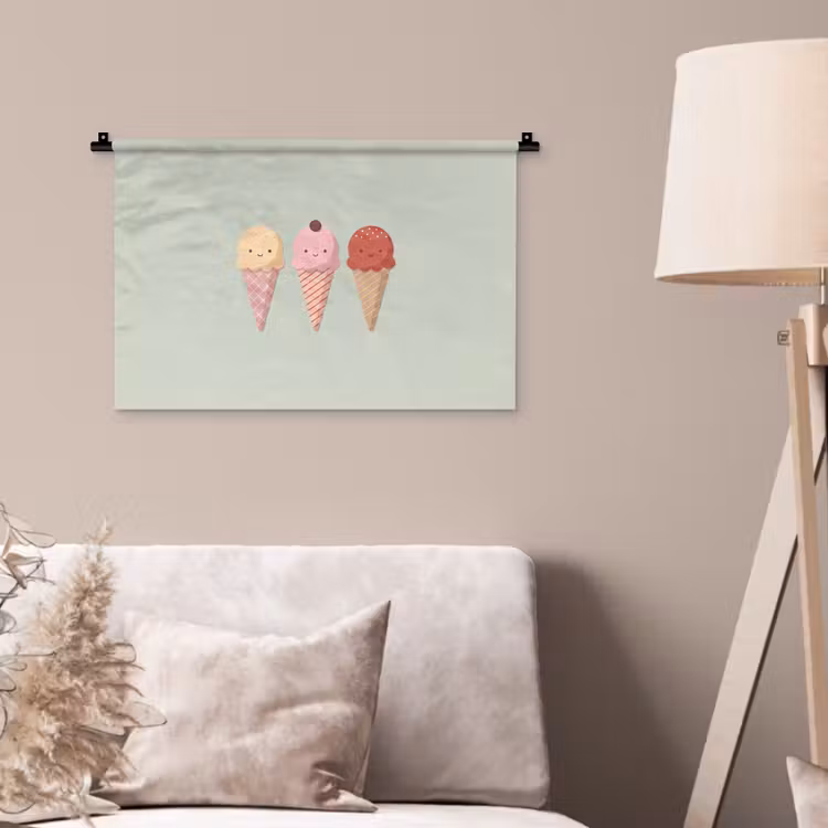 Wandkleed - IJs - Hoorntjes - Eten - Illustratie - Vrolijk — 2