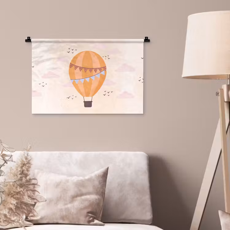 Wandkleed - Luchtballon - Slingers - Avontuur - Illustratie - Oranje — 2