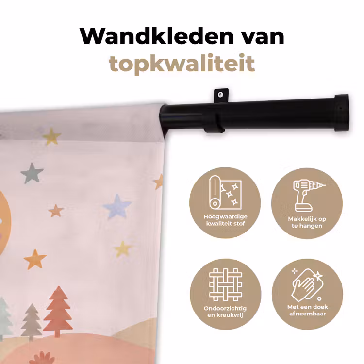Wandkleed - Zon - Maan - Sterren - Kinderkamer - Pastel — 3
