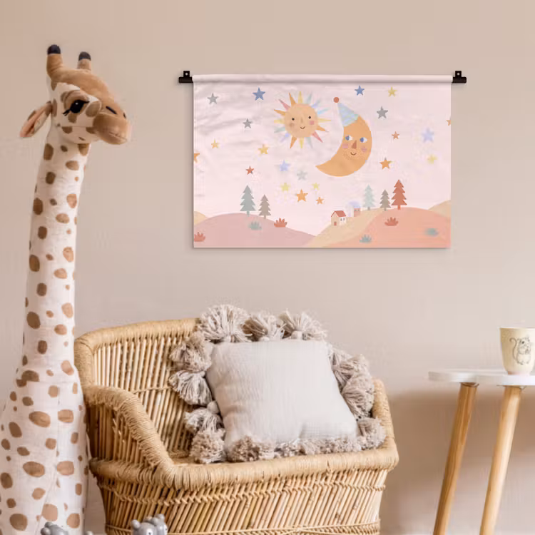 Wandkleed - Zon - Maan - Sterren - Kinderkamer - Pastel — 5