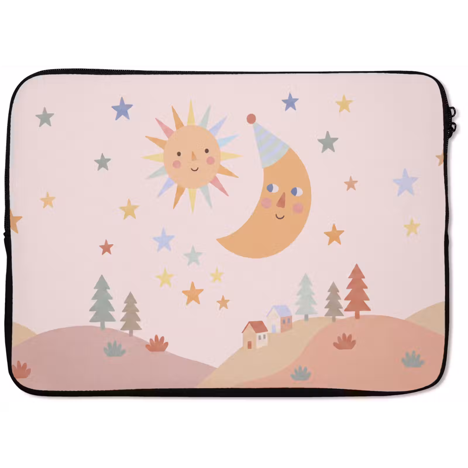 Laptophoes - Zon - Maan - Sterren - Kinderkamer - Pastel — 1
