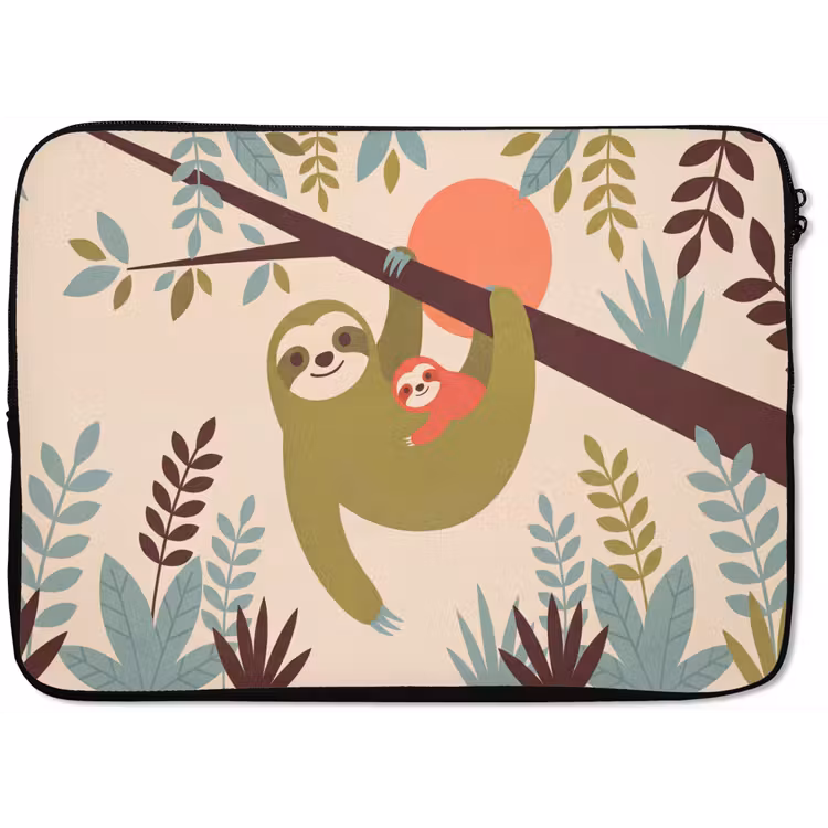 Laptophoes - Dieren - Moeder - Baby - Natuur - Groen — 1