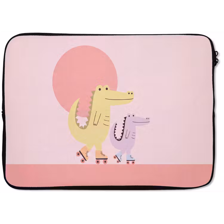 Laptophoes - Dieren - Skaten - Illustratie - Speels - Roze — 1