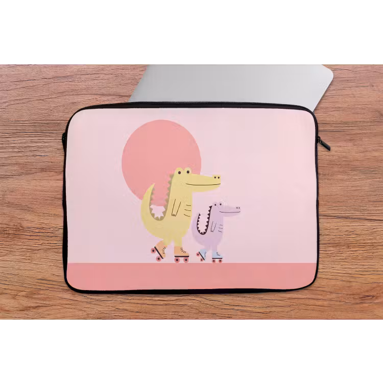Laptophoes - Dieren - Skaten - Illustratie - Speels - Roze — 2