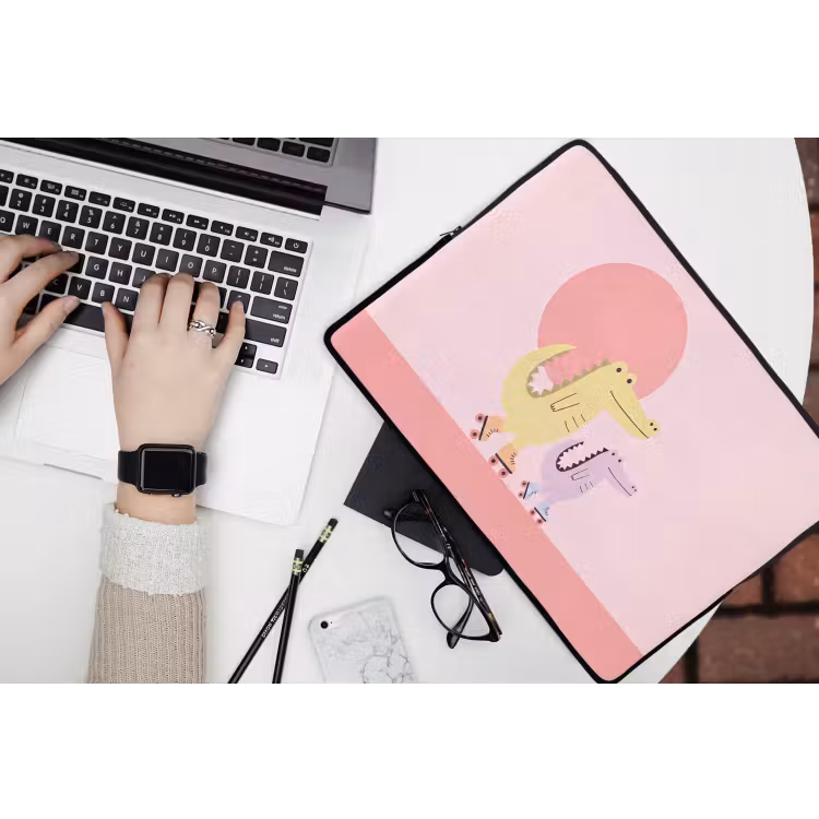 Laptophoes - Dieren - Skaten - Illustratie - Speels - Roze — 3