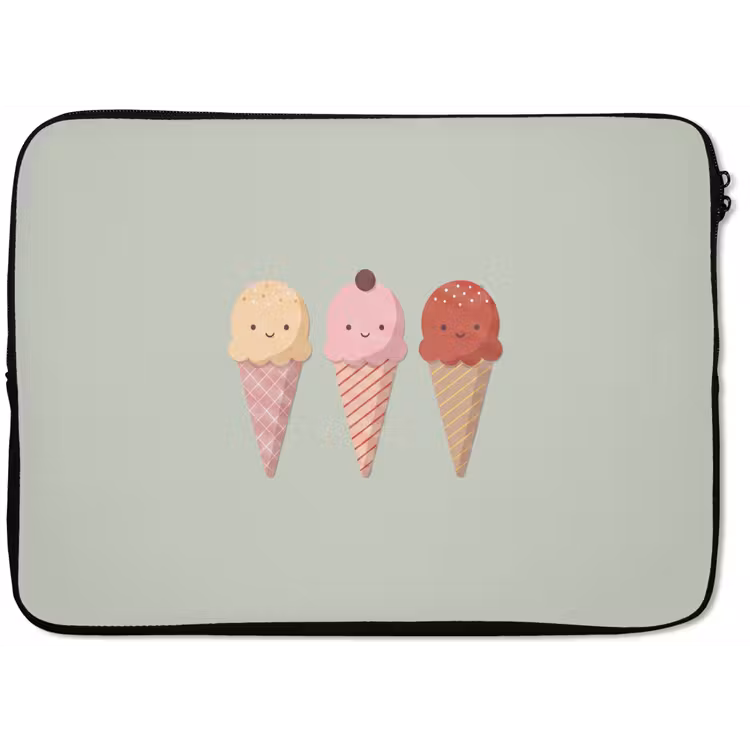 Laptophoes - IJs - Hoorntjes - Eten - Illustratie - Vrolijk — 1