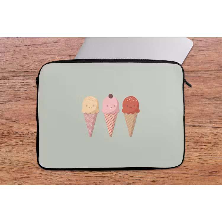 Laptophoes - IJs - Hoorntjes - Eten - Illustratie - Vrolijk — 2