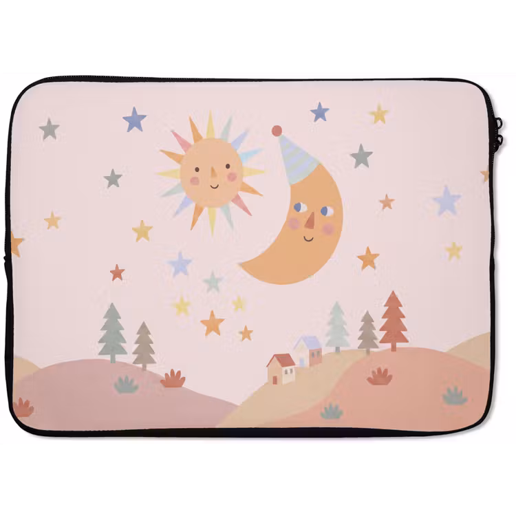 Laptophoes - Zon - Maan - Sterren - Kinderkamer - Pastel — 1